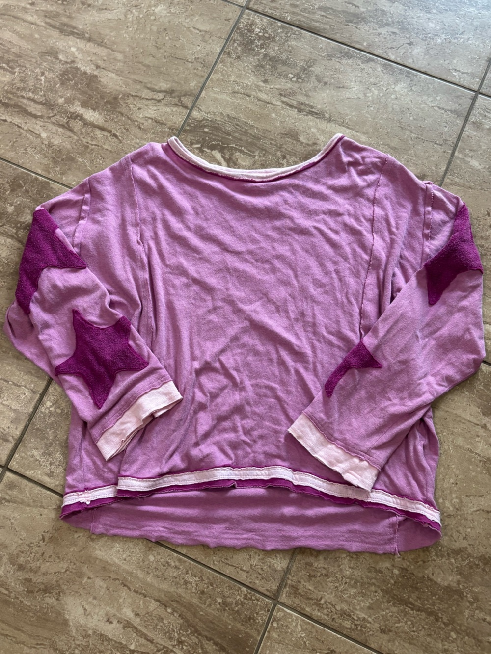 Free People We The Free Your A Star purple & pink star print long sleeve shirt